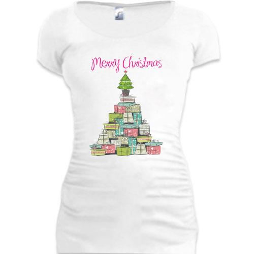Женская удлиненная футболка Marry Christmas