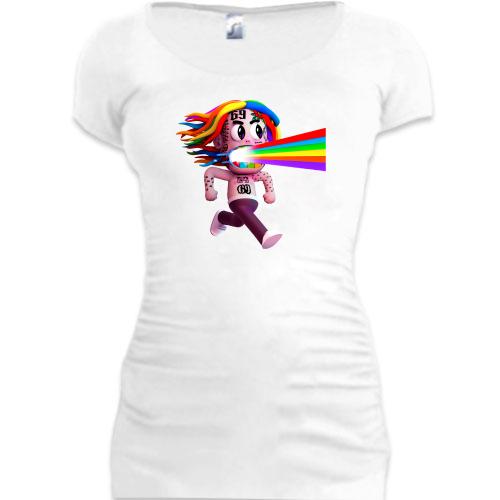Подовжена футболка Tekashi rainbow