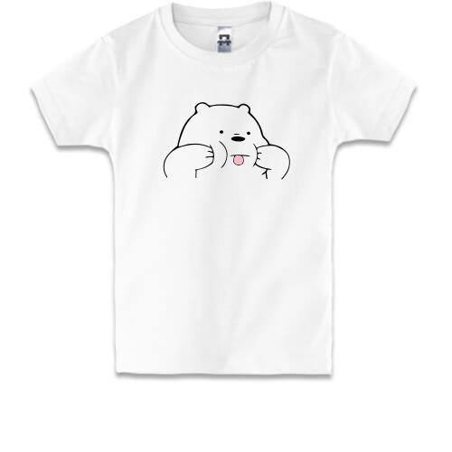 Дитяча футболка Білий ведмедик показує язика