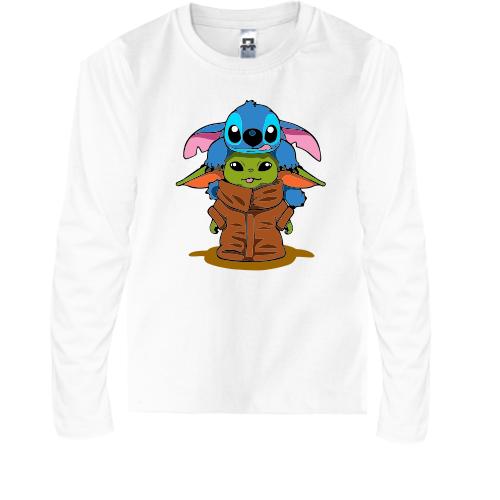 Детская футболка с длинным рукавом Stitch and Baby Yoda