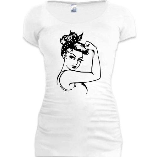 Подовжена футболка Pop art Power girl