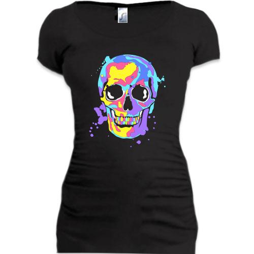 Подовжена футболка Skull pop art