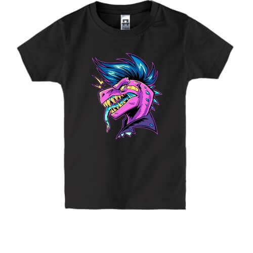 Детская футболка Динозавр-рокер арт