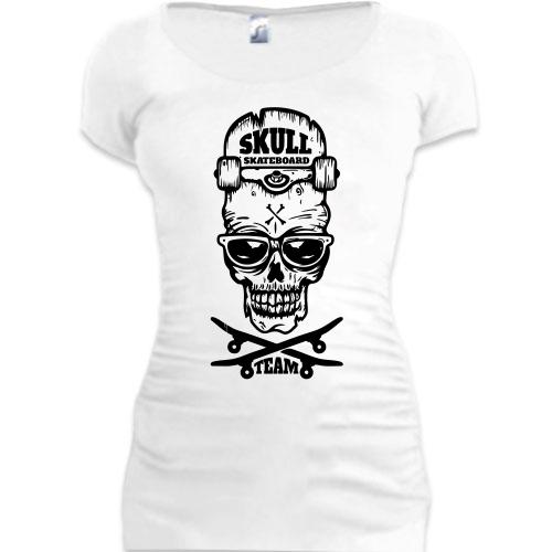 Подовжена футболка Skull skateboard team
