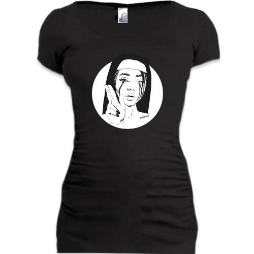 Подовжена футболка Nun with black tears