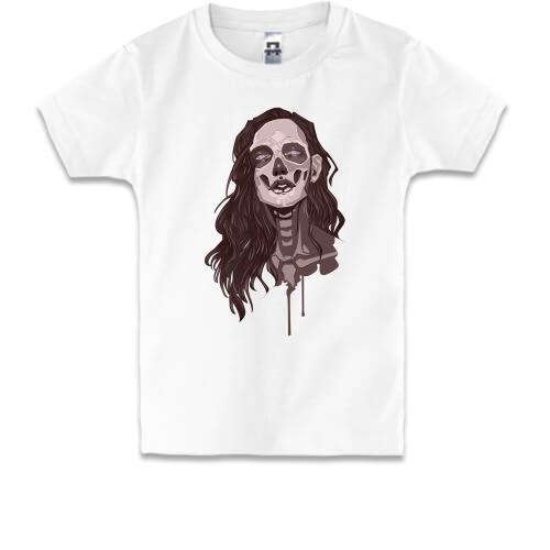 Детская футболка girl makeup skull