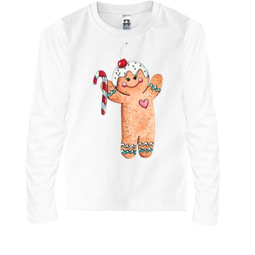 Детская футболка с длинным рукавом с новогодней печенькой