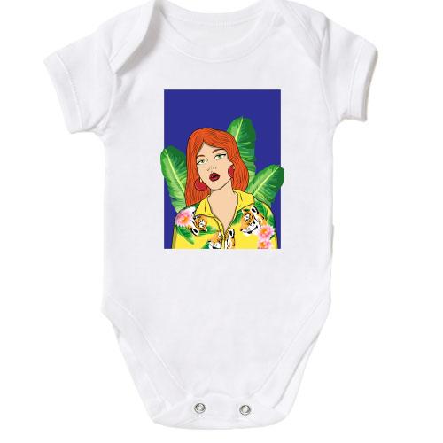 Детское боди Redhead girl with leaves