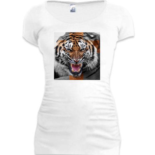 Женская удлиненная футболка Swag с тигром