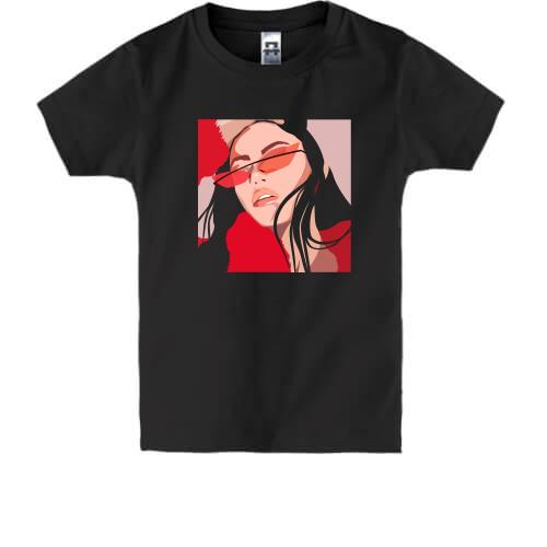 Детская футболка Girl with red glasses art