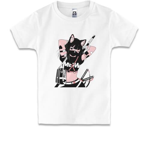 Дитяча футболка Cat girl in black mask