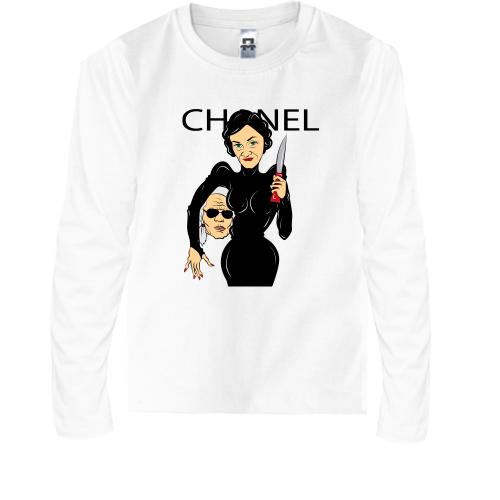 Детская футболка с длинным рукавом Chanel woman with knife