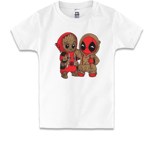 Детская футболка Baby groot and deadpool