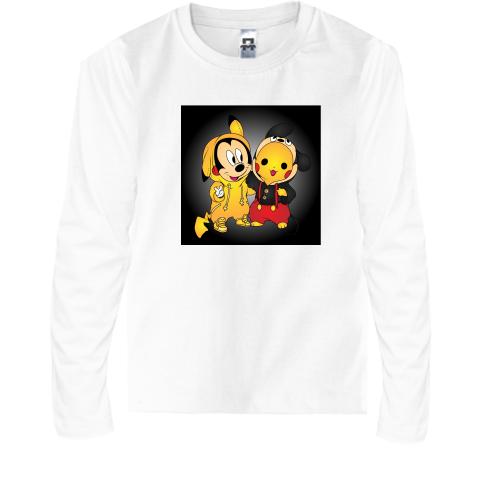 Детская футболка с длинным рукавом Mickey mouse and pikachu