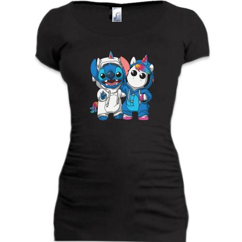 Подовжена футболка Stitch and unicorn