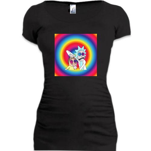 Подовжена футболка Rick and Morty rainbow