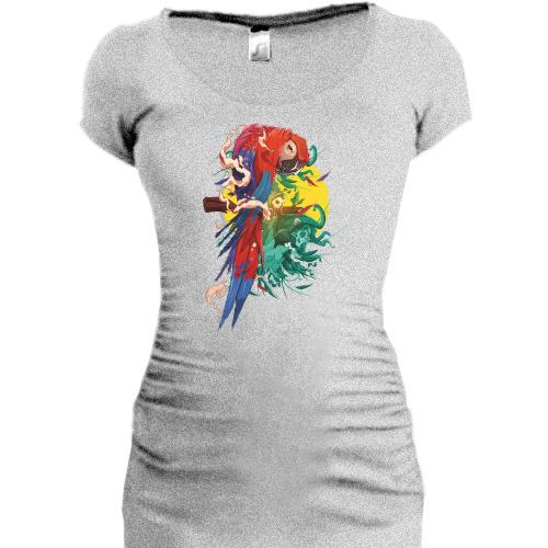 Подовжена футболка Parrot bright art