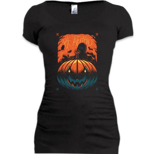 Подовжена футболка Halloween pumpkin. Be afraid