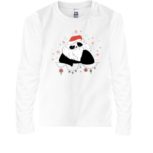 Детская футболка с длинным рукавом Новогодняя панда