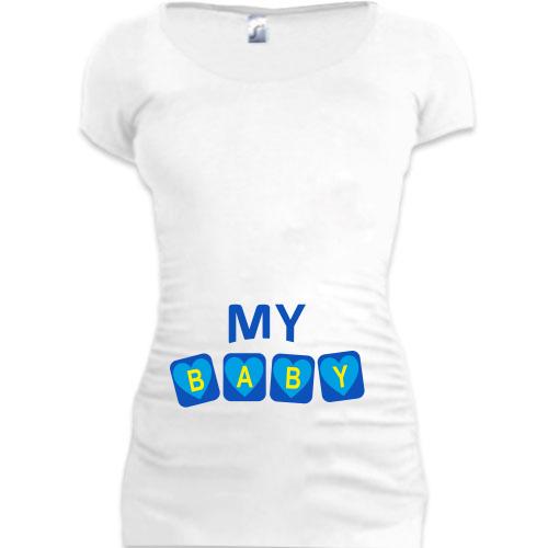 Женская удлиненная футболка My baby (мальчик)
