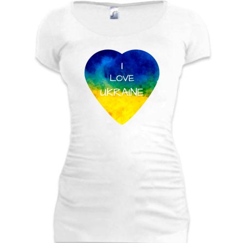 Подовжена футболка I love Ukraine на серці