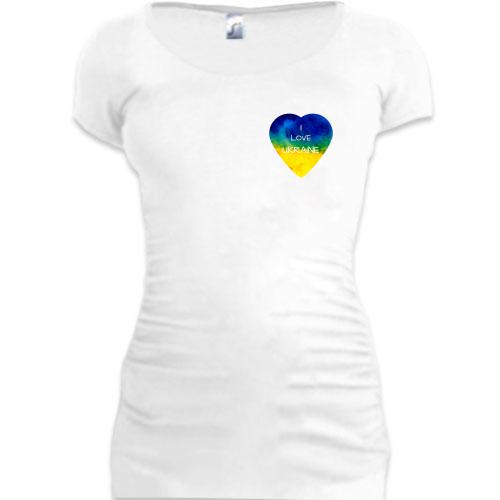Подовжена футболка I love Ukraine на серці (міні)