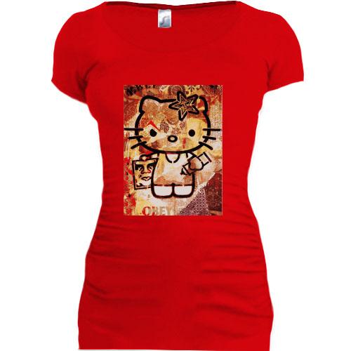 Женская удлиненная футболка Obey Kitty