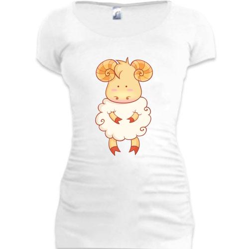 Женская удлиненная футболка с барашком (2)
