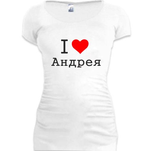 Женская удлиненная футболка Я люблю Андрея