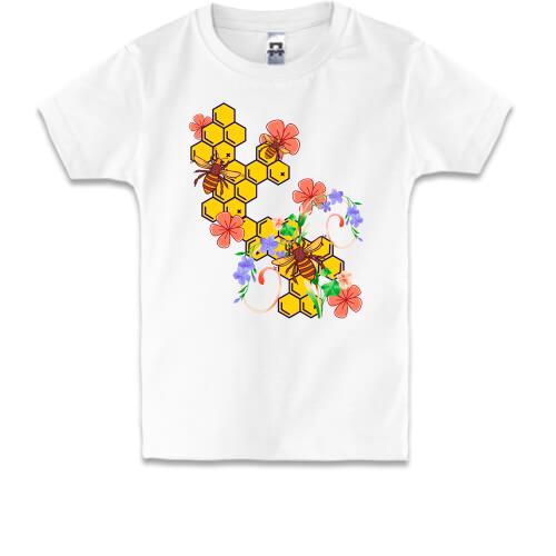 Детская футболка Пчелы с цветами