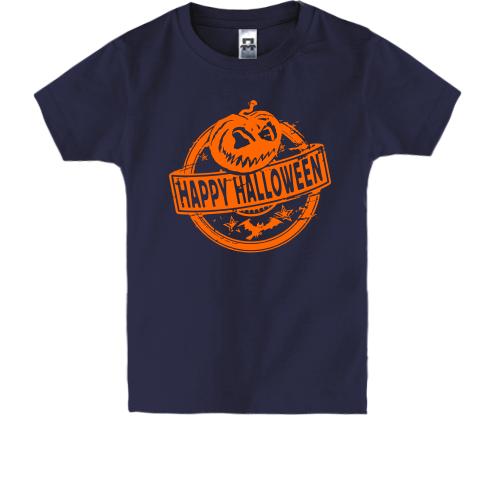 Детская футболка Happy Halloween с тыквой в круге