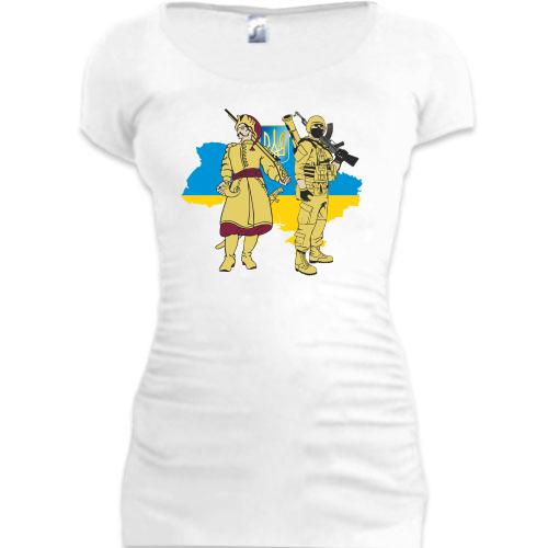 Подовжена футболка з козаком та українським воїном