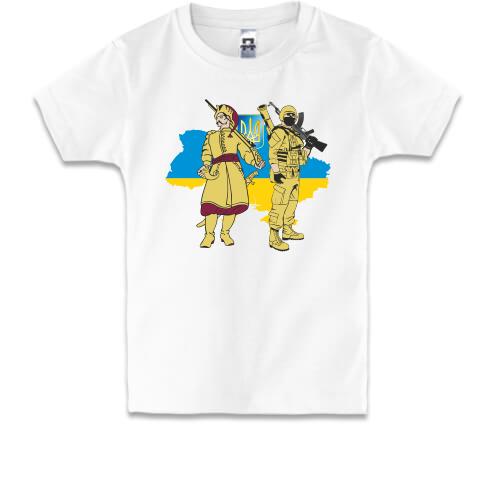 Дитяча футболка з козаком та українським воїном