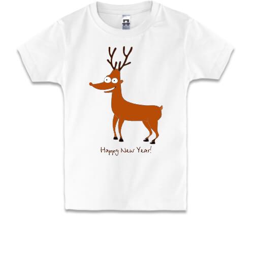 Детская футболка Смешной олень - Happy New Year