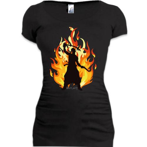 Подовжена футболка Козак у полум'ї