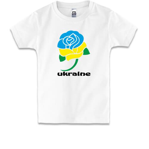 Дитяча футболка з жовто-синьою трояндою