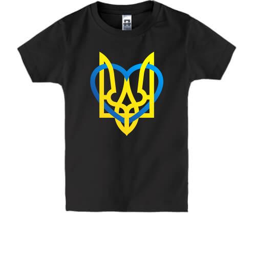 Дитяча футболка герб України із серцем