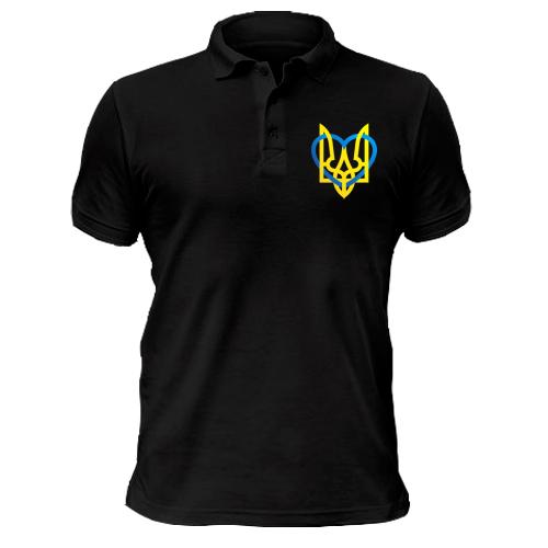 Чоловіча футболка-поло герб України із серцем