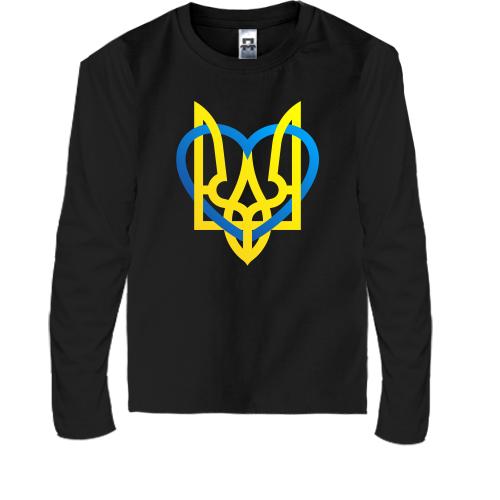 Детская футболка с длинным рукавом герб Украины с сердцем