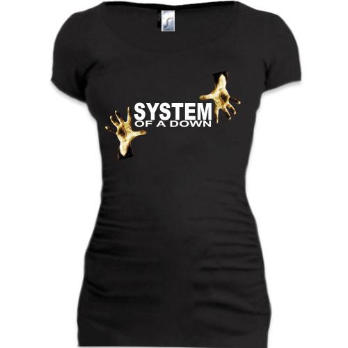 Женская удлиненная футболка System of a Down с руками