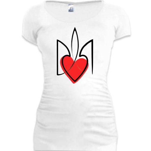 Подовжена футболка стилізований Тризуб із серцем