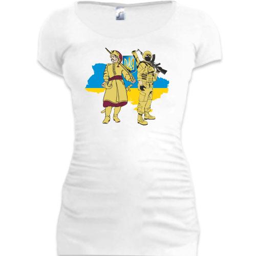 Подовжена футболка Український солдат та козак