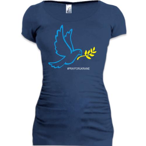 Подовжена футболка Голуб миру - Pray For Ukraine