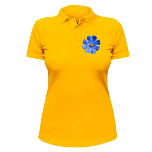 Жіноча футболка-поло з міні квіткою на грудях