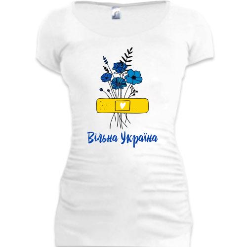 Подовжена футболка Вільна Україна (з квітами)