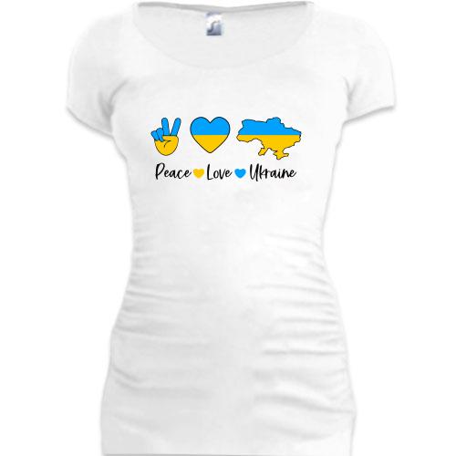Подовжена футболка Peace Love Ukraine