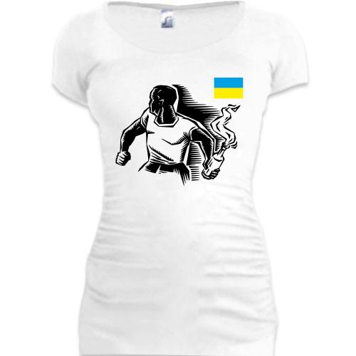 Женская удлиненная футболка с Майдановцем