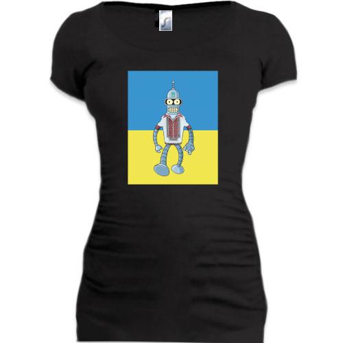 Женская удлиненная футболка с украинским Бендером