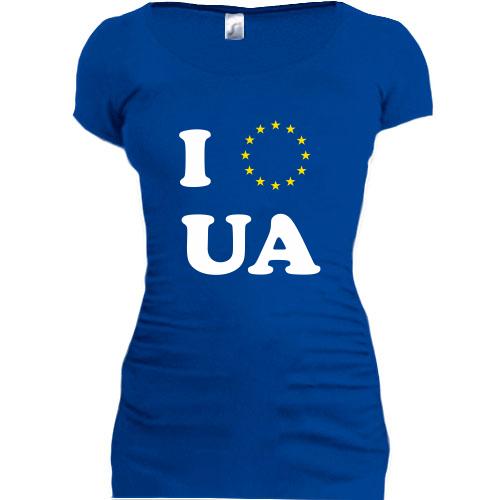 Женская удлиненная футболка Люблю Европейскую Украину