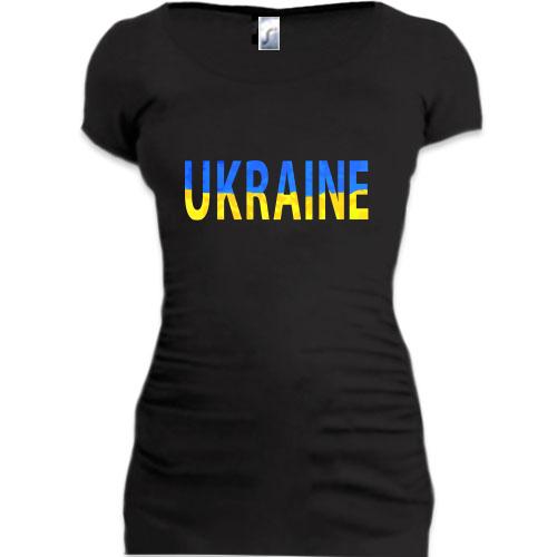 Подовжена футболка Ukraine (жовто-синій напис)